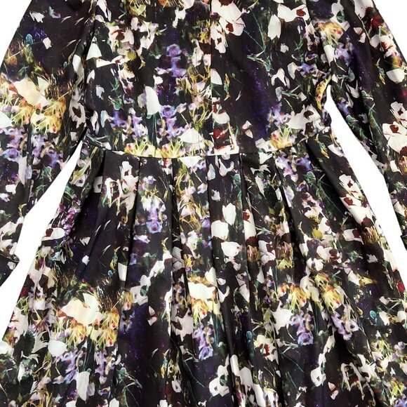 Dalia Macphee Floral Midi Shirt Dress Multicolor Large Modest Twee Full Skirt - Picture 6 of 16